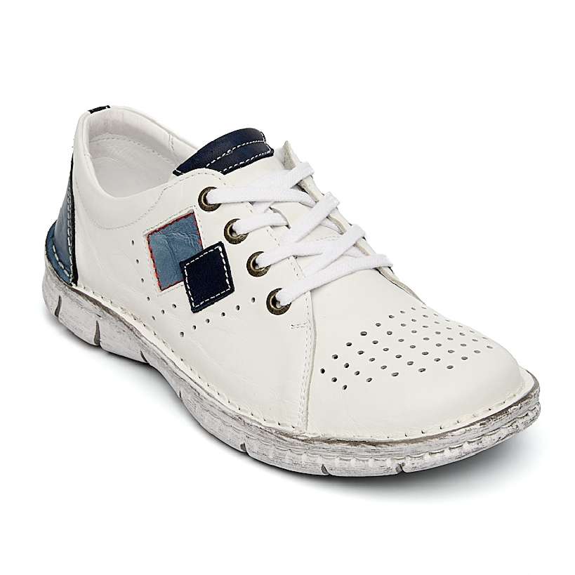 2642-2-1 Полуботинки жен.кожа-кожа белый-синий